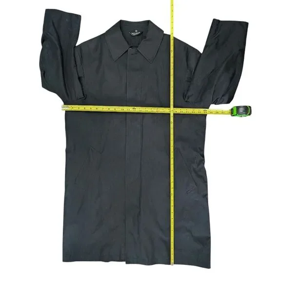 Jos A Bank Wool Removable Plaid Lining Black Trench Coat Mens 42R Classic Goth - Picture 4 of 7